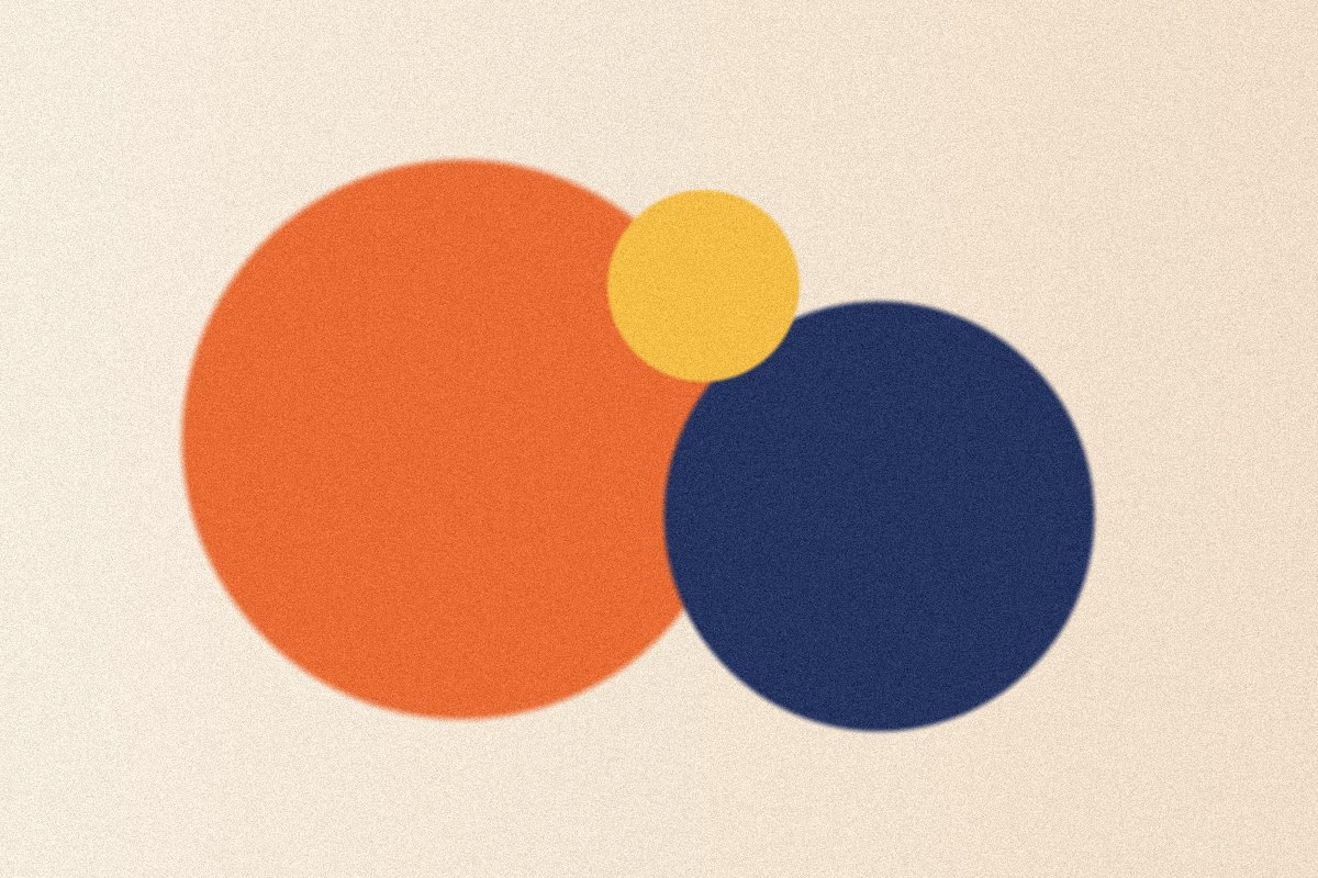 Formas coloridas em laranja e amarelo